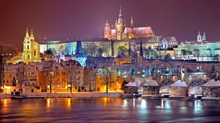 Image of Prague at night in the winter