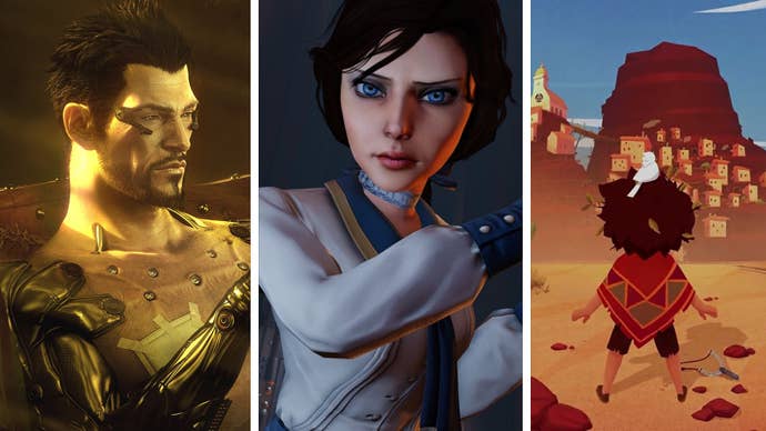 Scenes from Deus Ex: Human Revolution, BioShock Infinite, and El Hijo – A Wild West Tale.