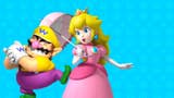 Wario and Peach on a blue background