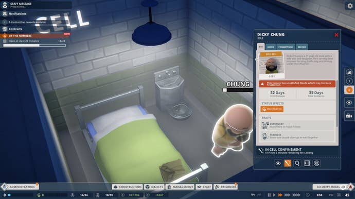 A prisoner called Dicky Chung paces in his cell.