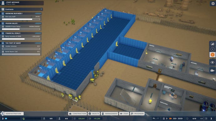 A new cell block is marked for construction in Prison Architect 2.
