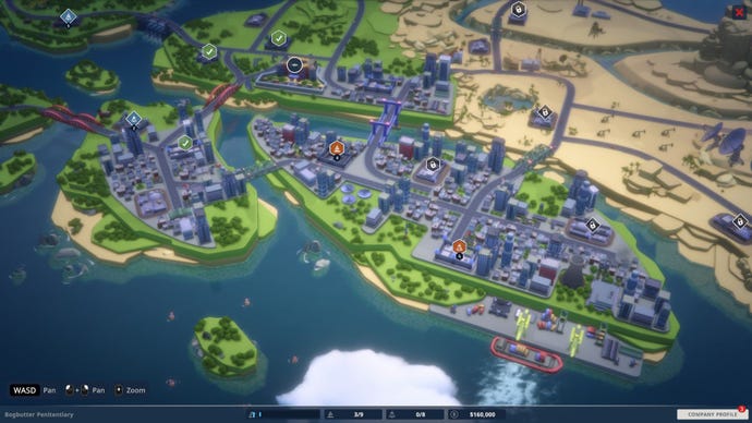 A city map, showing levels available to select in Prison Architect 2.