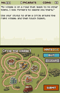 One of Professor Layton and the Curious Village&rsquo;s many puzzles is shown.