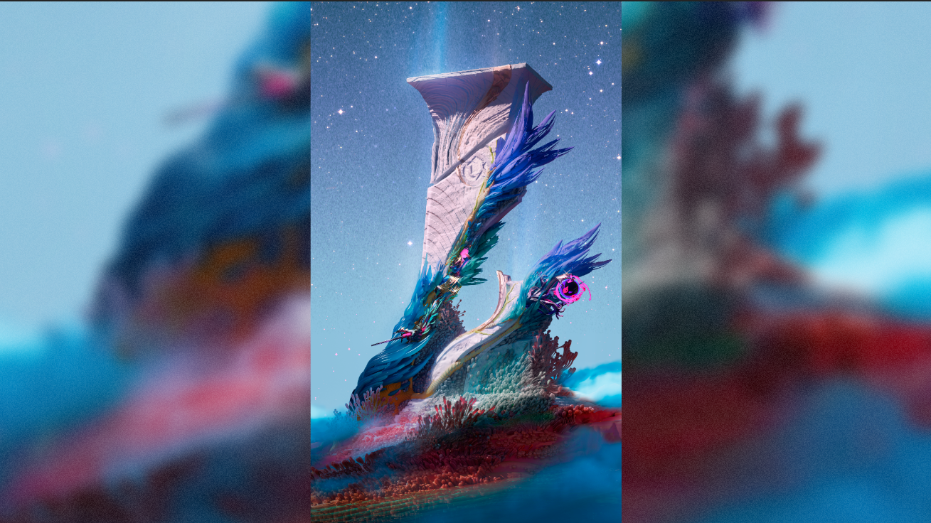 A twisty coral temple from a piece of Project Ethos concept art.