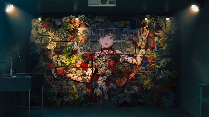 A strange collage of Flowers and images of a woman’s face in Code Name Project M