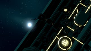 Project Sidereal - A close-up view of the outer part of a space station with glowing yellow details. A star shines in the distance behind the station.