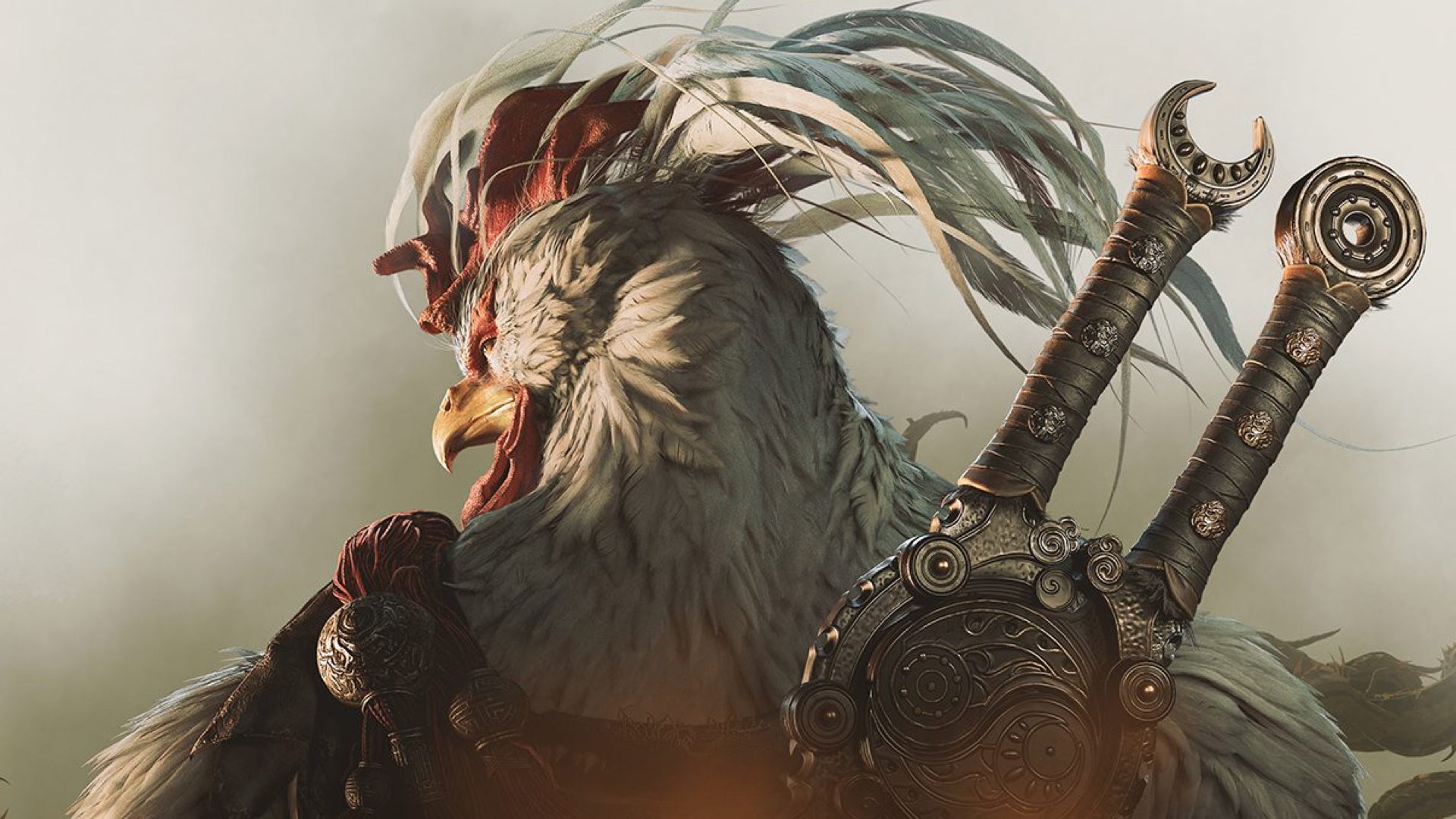 Project Windless artwork showing a mid-shot of its protagonist - the muscular, chicken-like Hero King - in profile.