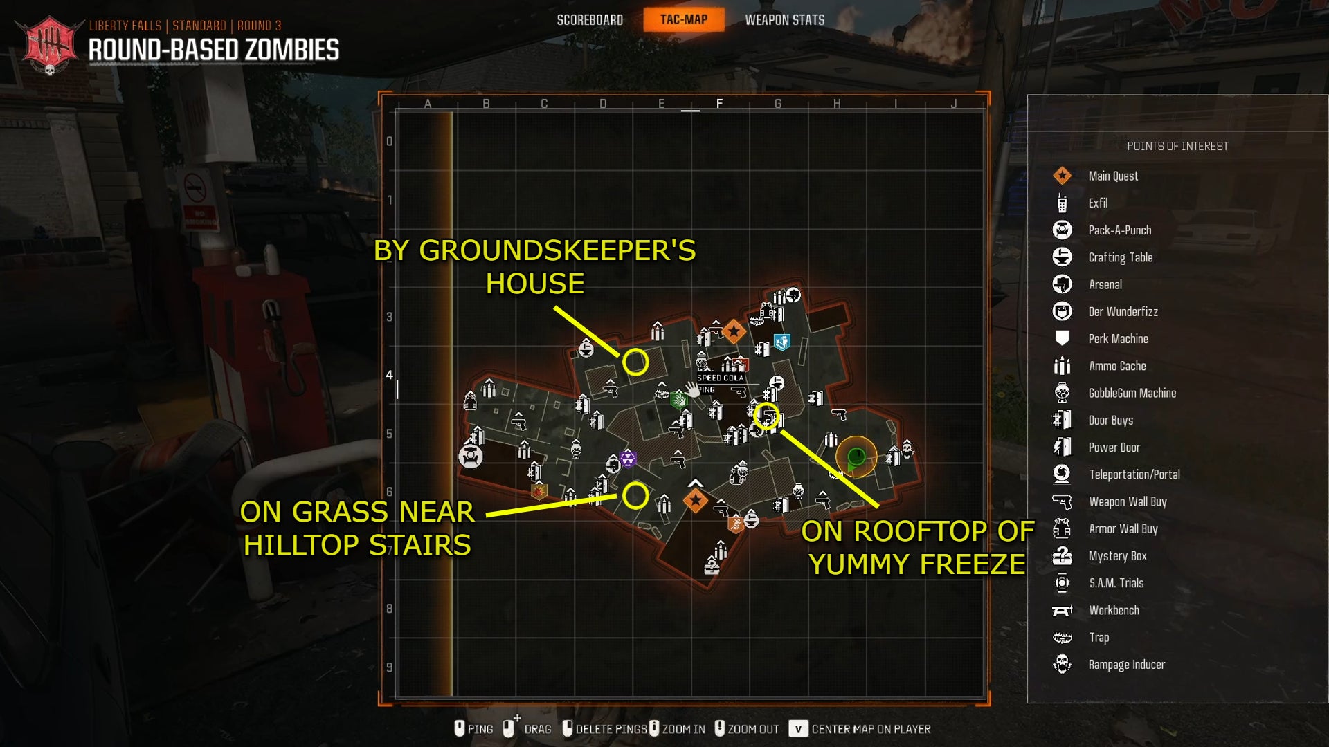 A map showing the locations of all of the Projectors in Black Ops 6's Liberty Falls. - 8