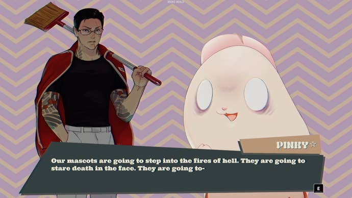 Pinky saying some mad stuff in Promise Mascot Agency.