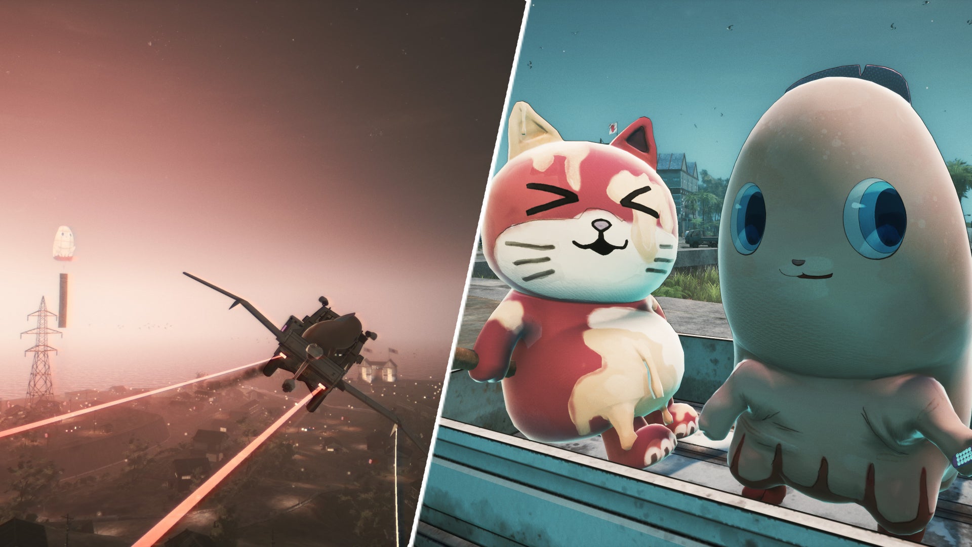 Pinky and Trororo in Promise Mascot Agency opposite the kei-truck flying. - 1