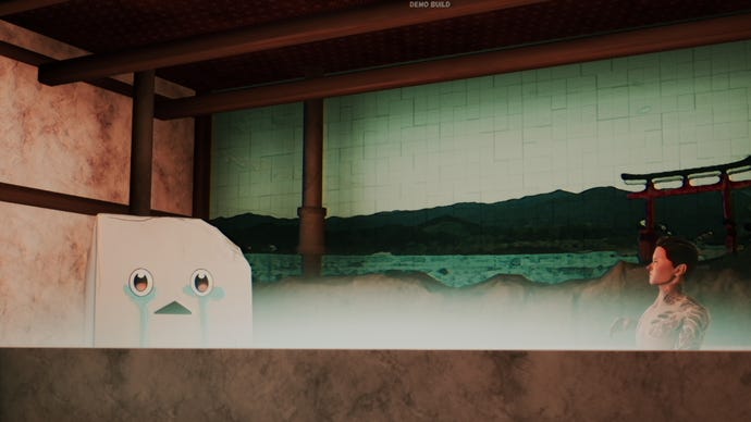 Michi and To-Fu in a bath in Promise Mascot Agency.