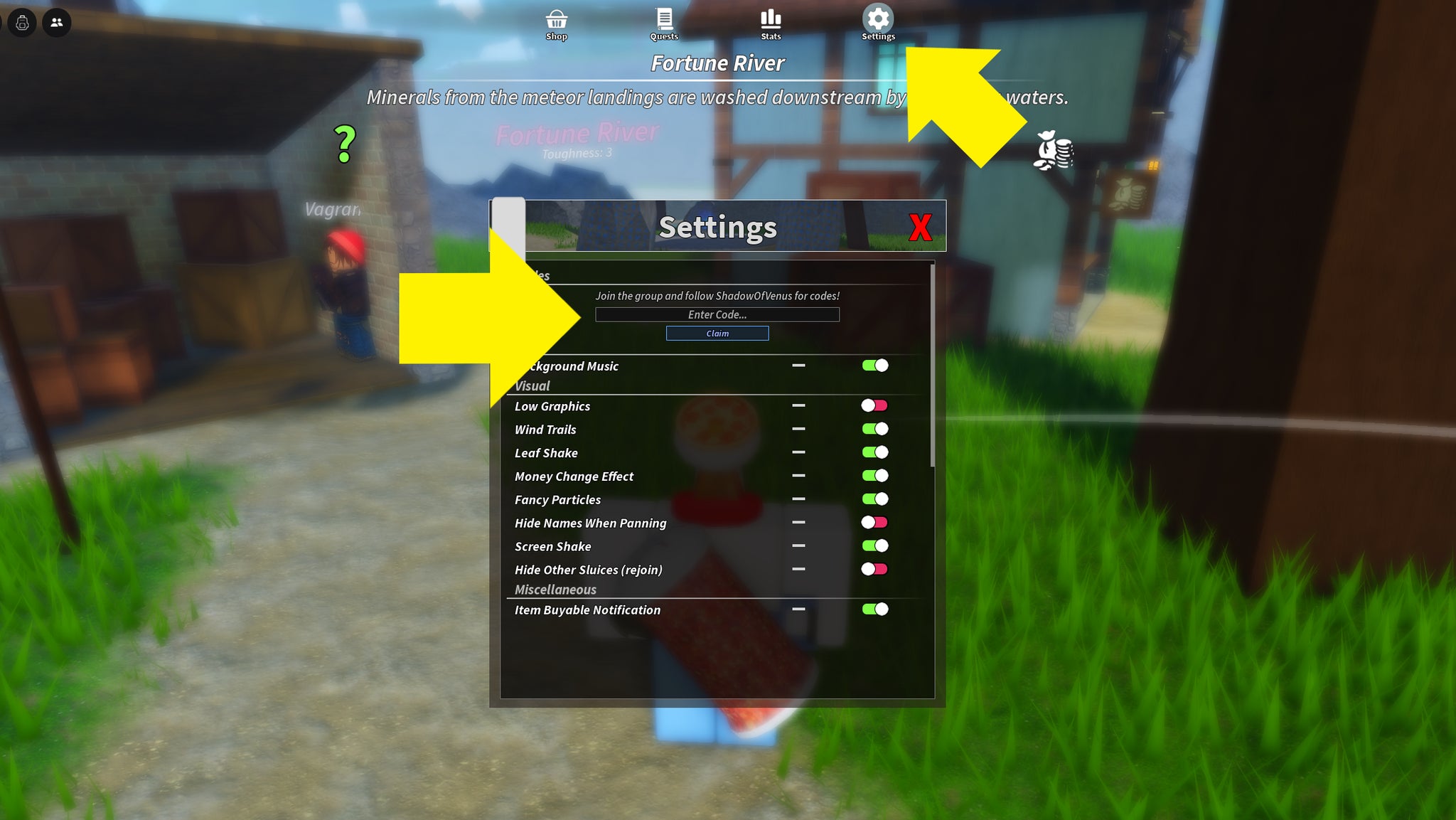 The code redemption menu in Prospecting. - 3