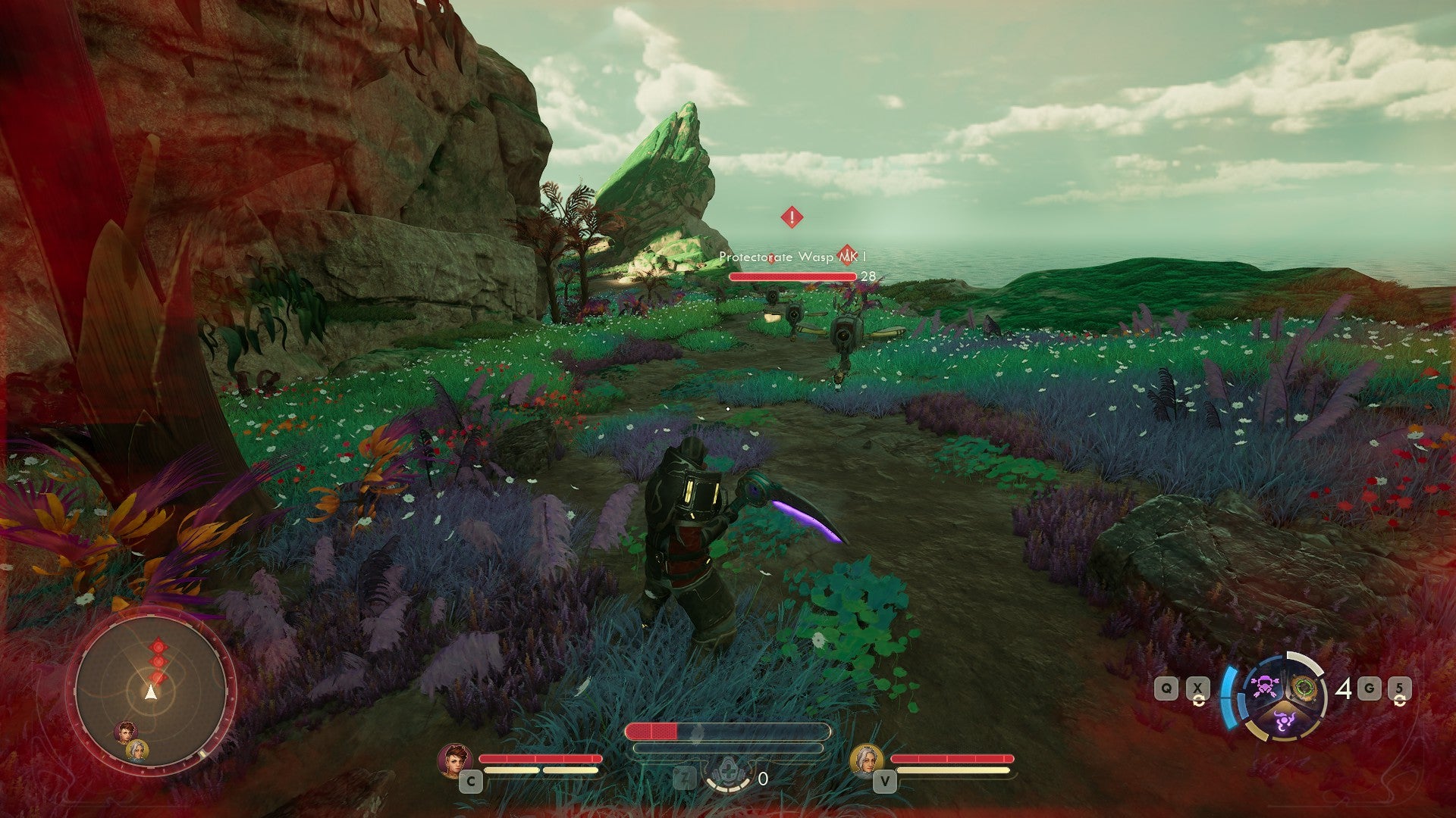 Fighting a group of Protectorate Wasp drones in The Outer Worlds 2. - 5