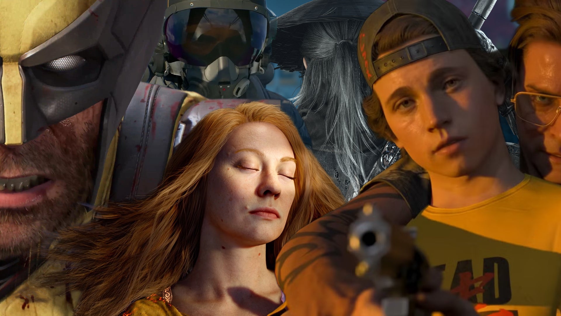 Collage of images featuring Phantom Blade 0, Wolverine, characters from Until Dawn 2, God of War Laufey, and Ace Combat 8