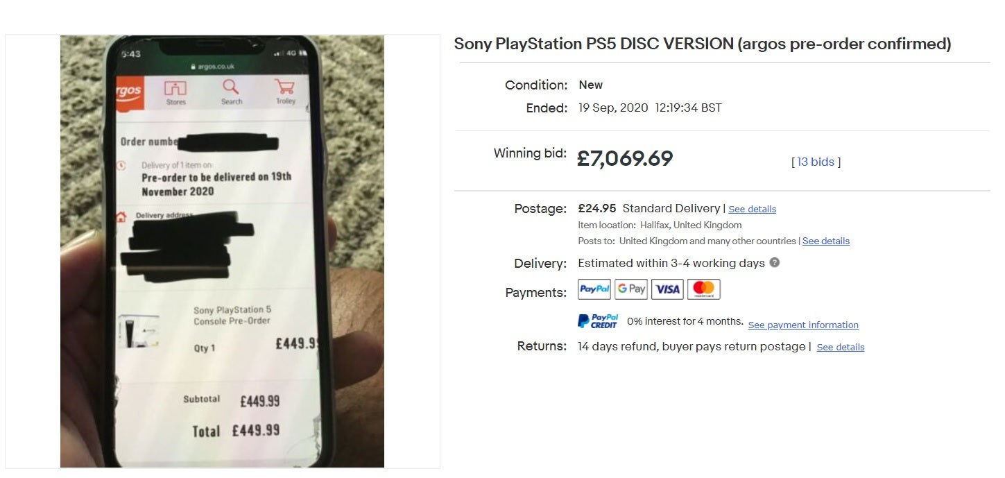 Ps5 pre order online for sale ebay