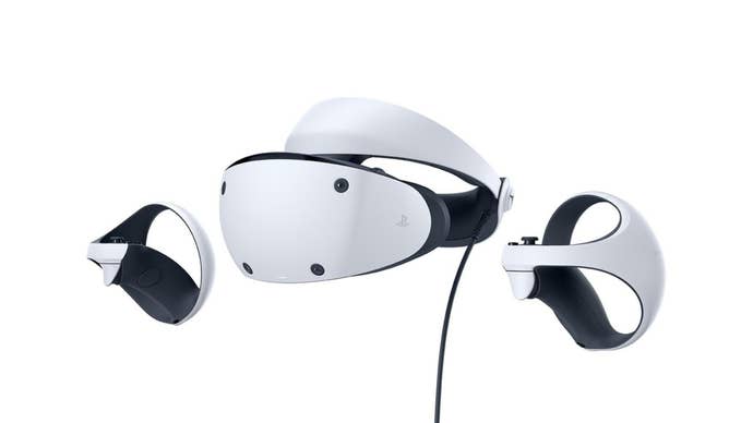 The PSVR2 Headset and Sense Controllers.