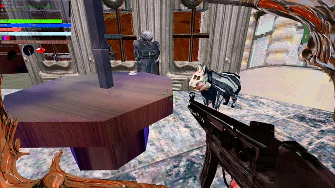 The subordinate stands extracurricular a java shop, wherever a canine called "Faceripper" pants.