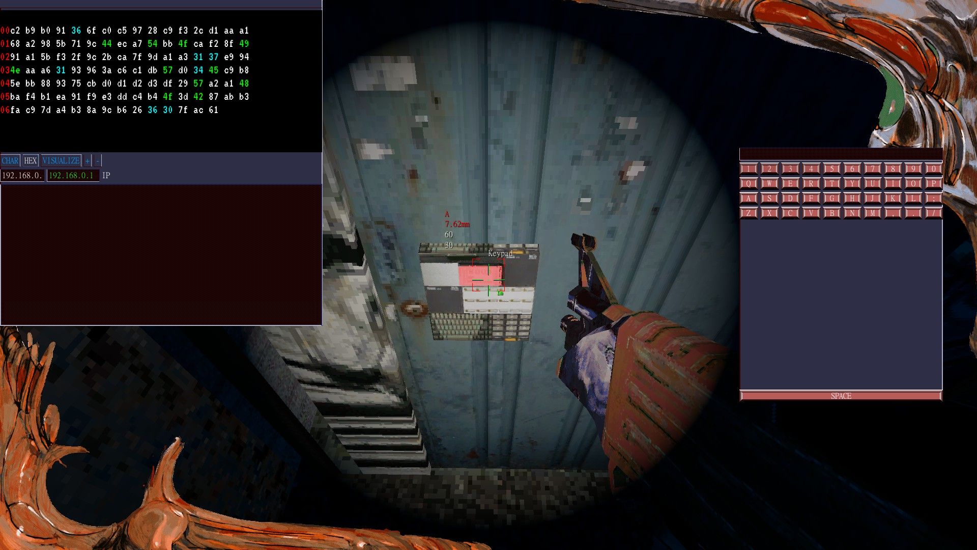 The player struggles to understand a hacking minigame with hexadecimal code. - 11