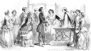 An illustration of a Victorian wedding.