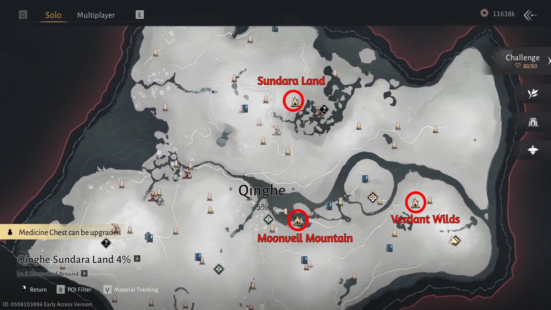A map showing all Wayfarers in Qinghe in Where Winds Meet. - 4
