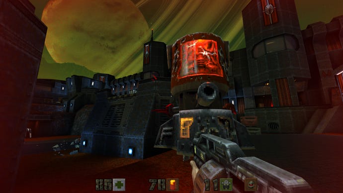 Strogg-fragging violence in a Quake 2 remaster screenshot.