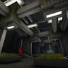 An otherworldly concrete space in the Quake Brutalist Jam map pack.