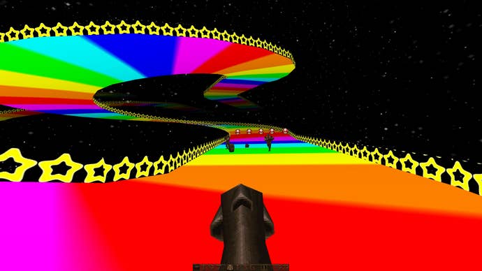 A familiar scene from not-Quake inside Quake thanks to the Remix Jam.