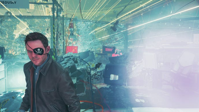 Wearing an eyepatch in a Quantum Break screenshot.