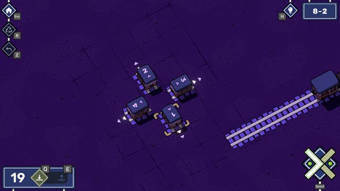 A four carriage train puzzle in Railbound