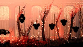 A slugcat in a bad situation in a Rain World: Downpour screenshot.