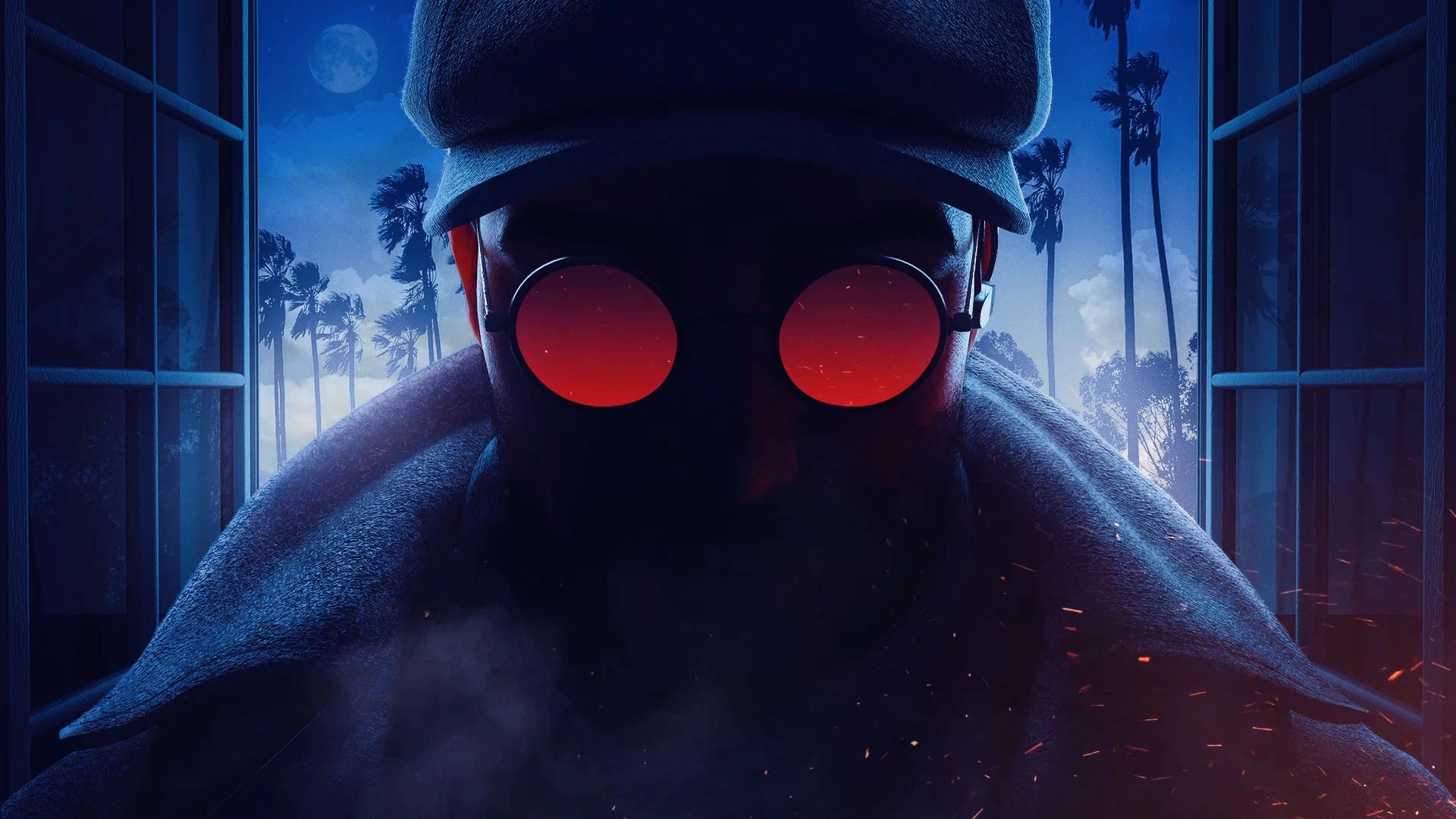 Rainbow Six Siege&rsquo;s new operator Flores silhouetted with his funky red glasses on show.