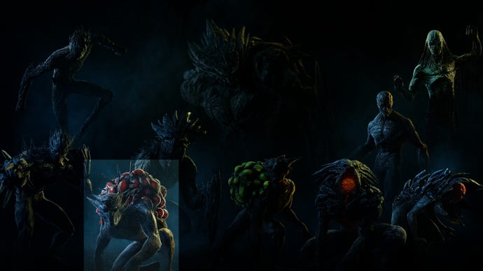 An image of the various enemy types in Rainbow Six Extraction, with the Breacher enemy highlighted.