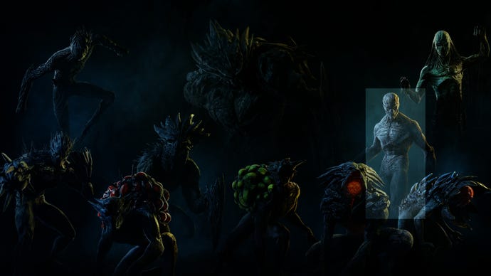 An image of the various enemy types in Rainbow Six Extraction, with the Grunt enemy highlighted.