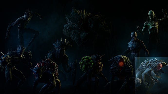 An image of the various enemy types in Rainbow Six Extraction, with the Lurker enemy highlighted.