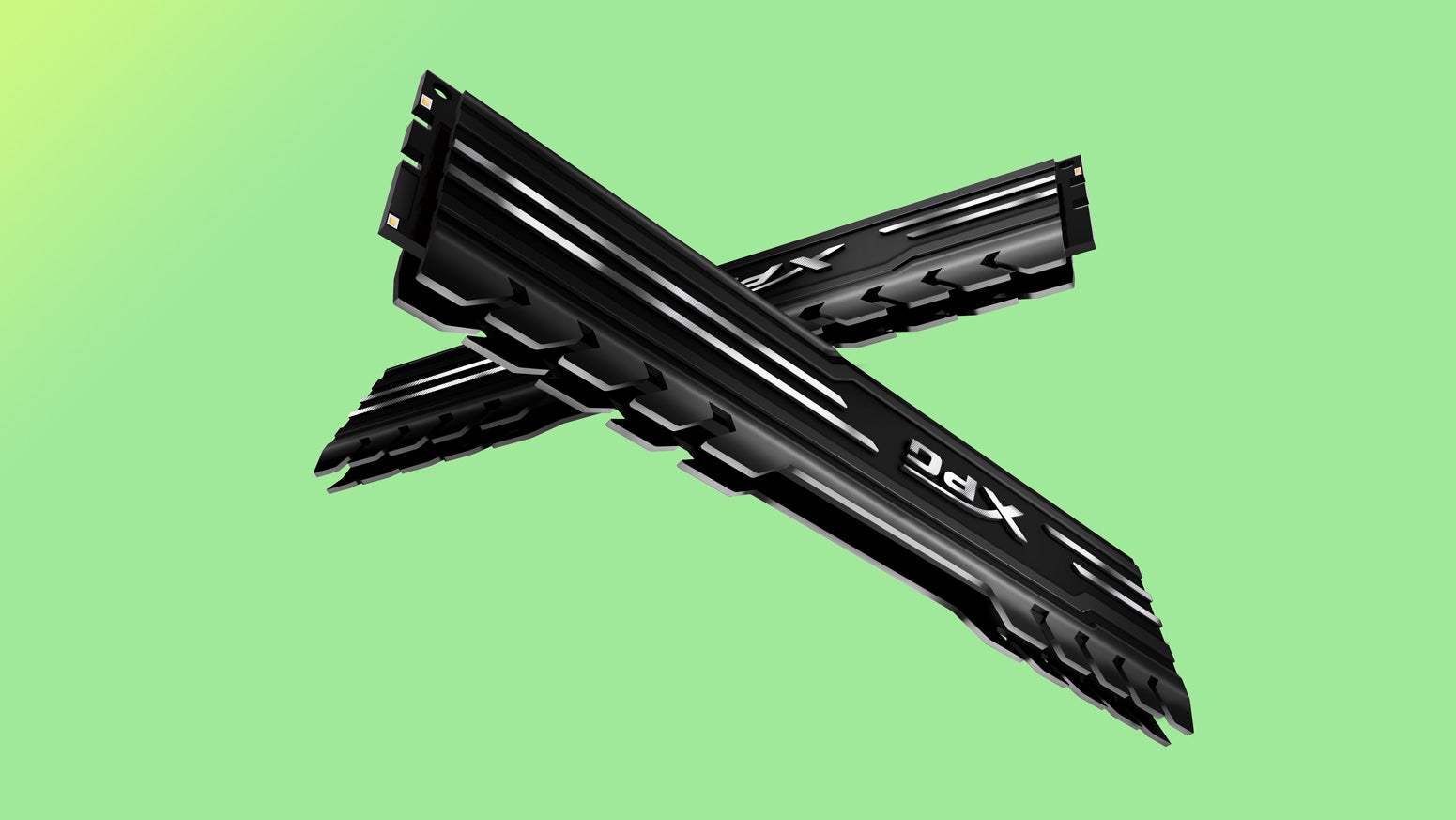 XPG RAM sticks shown on a coloured background.