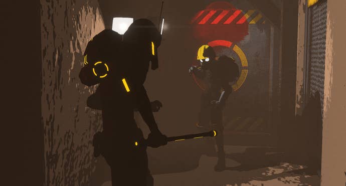 Two Raw Metal miners prepare to engage in some fisticuffs.