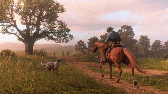 Red Dead Redemption 2 - A man, his horse, and his dog. What else does one need in life?