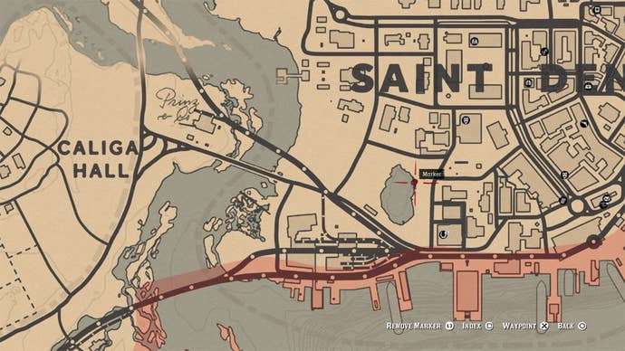 A map showing the location of Marko Dragic in Red Dead Redemption 2.