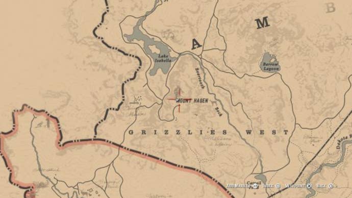 Map showing the location of the Morion helmet in Red Dead Redemption 2.