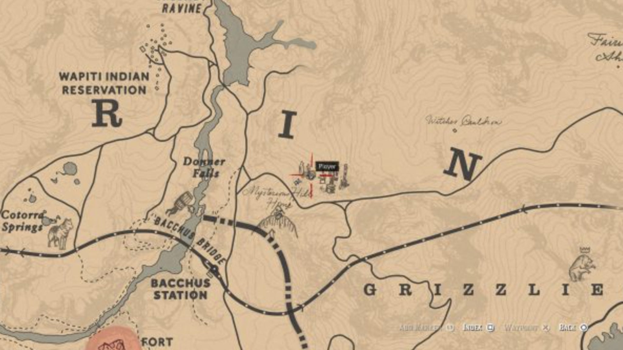Map showing the location of the Strange Statues puzzle in Red Dead Redemption 2. - 4