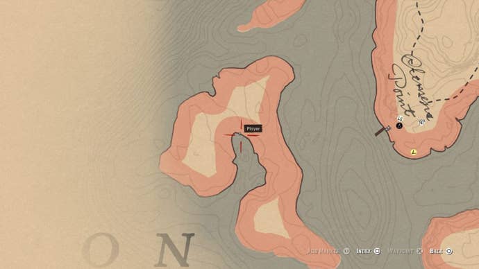 Map showing the location of the Tricorn Hat in Red Dead Redemption 2.