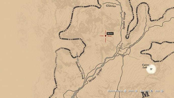 A map showing the location of the Robot in Red Dead Redemption 2.