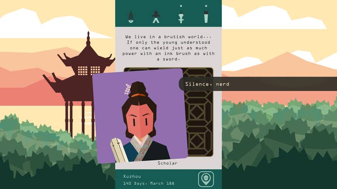 Swiping through adventure in a Reigns: Three Kingdoms screenshot.