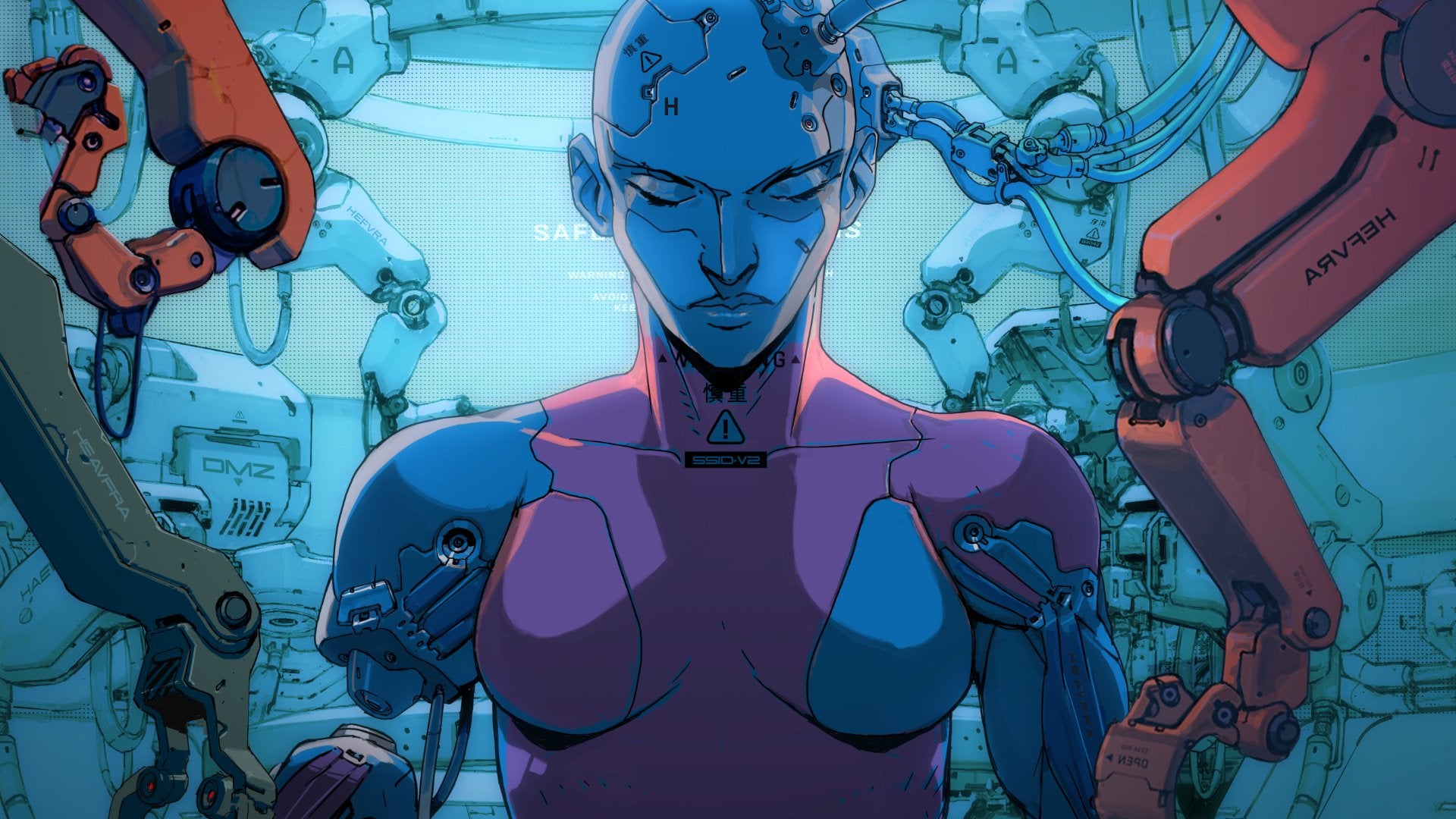 Teaser artwork for the next game from Ruiner devs Reikon, showing an augmented robot-like person - 3