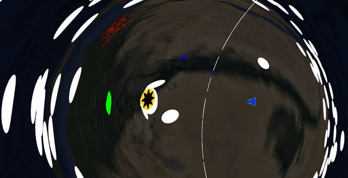 An image of Relative Hell, an arcade shooter that uses complex theoretical geometry.