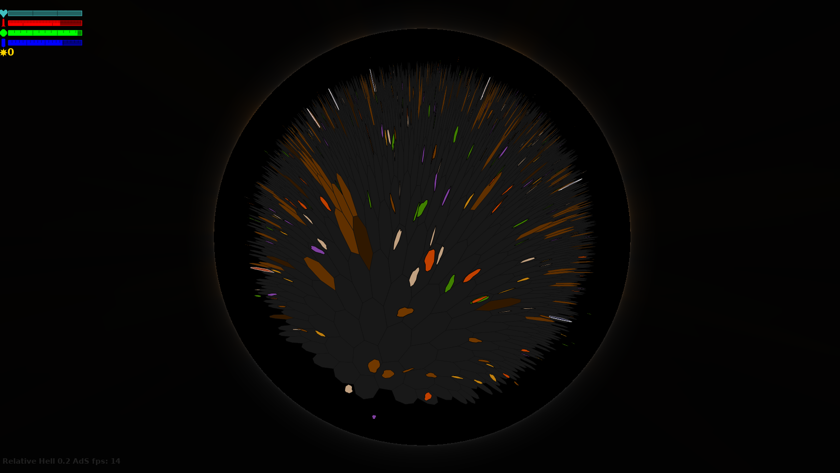 A screenshot of Relative Hell, an arcade shooter that uses complex geometry.