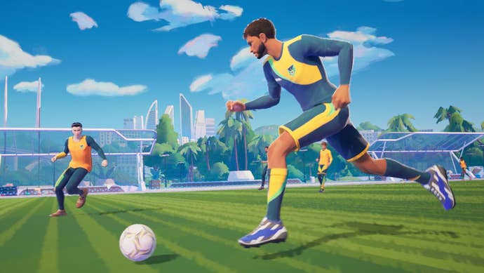 A footballer runs with the shot arsenic different subordinate looks connected successful indecision.