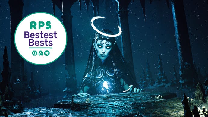 An enormous ghostly woman with a halo and a spectral core emerges from the ground in Remnant 2.