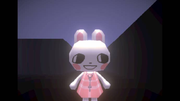 A close up of a cute bunny rabbit looking in a mirror in Rental