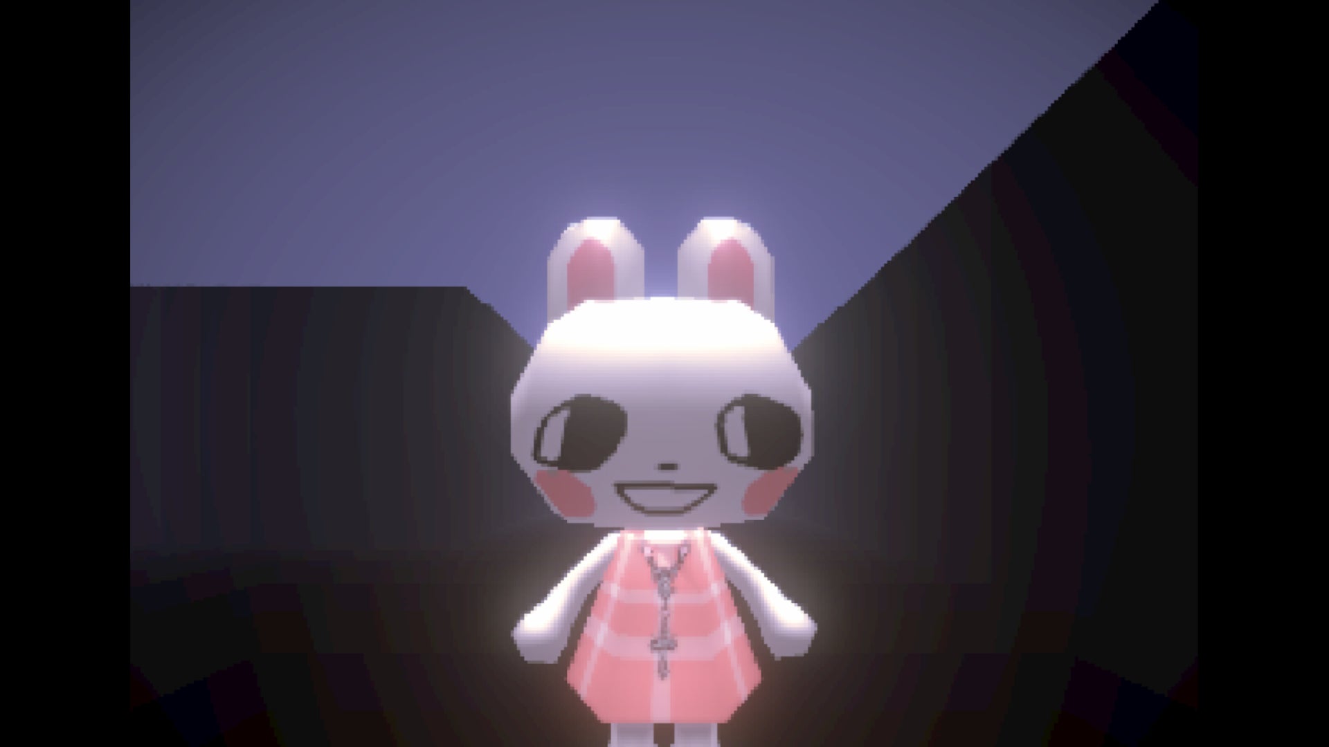 A close up of a cute bunny rabbit looking in a mirror in Rental - 1